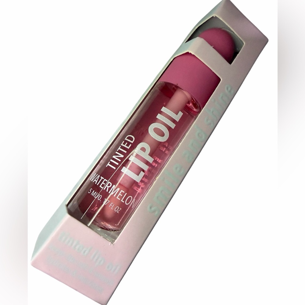 Smile and Shine Tinted Watermelon Lip Oil – Pink Hydrating Shine NIB